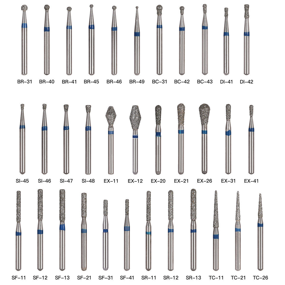 0.99 5Pcs Diamond Burs for High Speed Handpiece FG1.60mm Polishing Burs