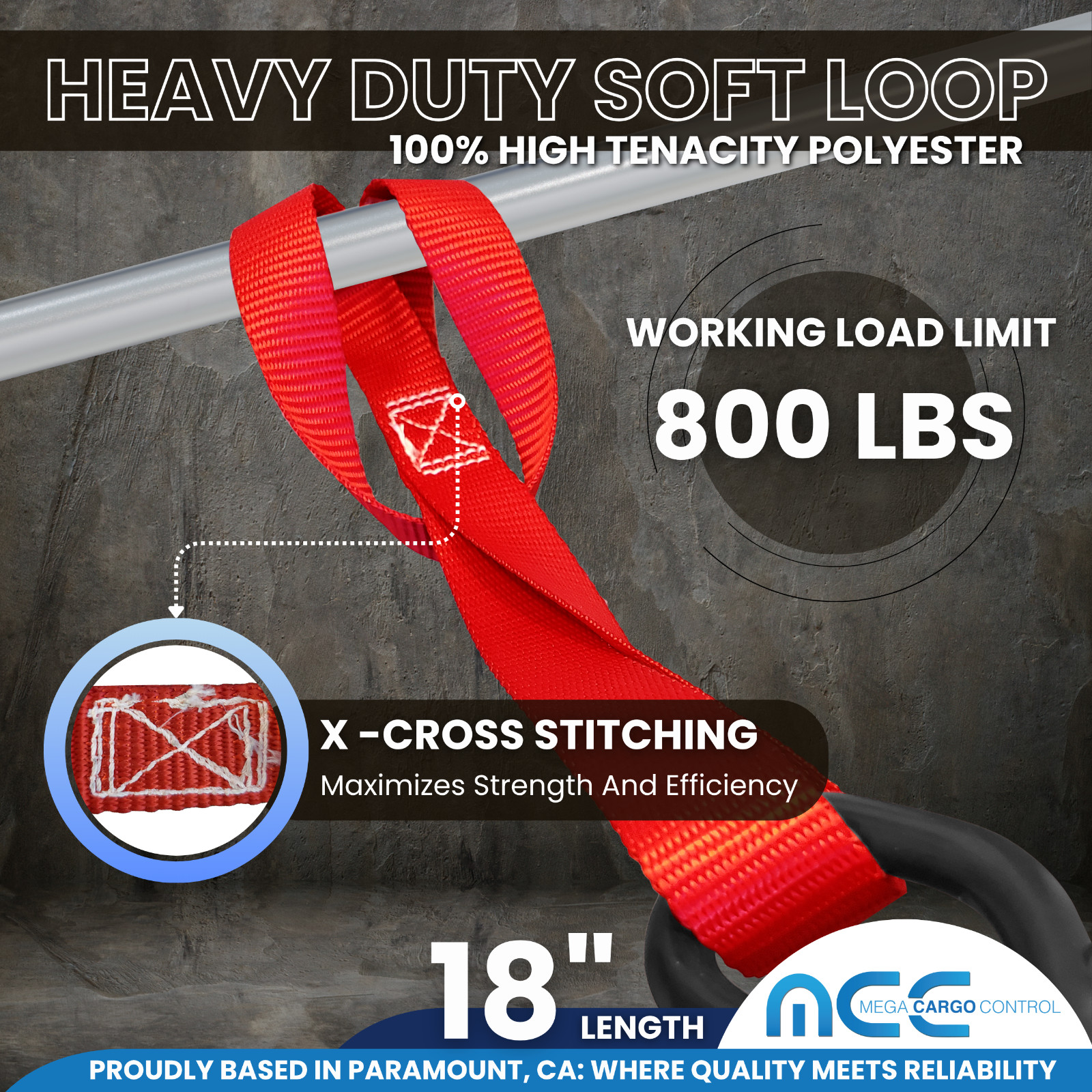 USA Heavy Duty 1″ x18″ Soft Loop Tie Down Strap For Motorcycle Dirt-Bike ATV UTV