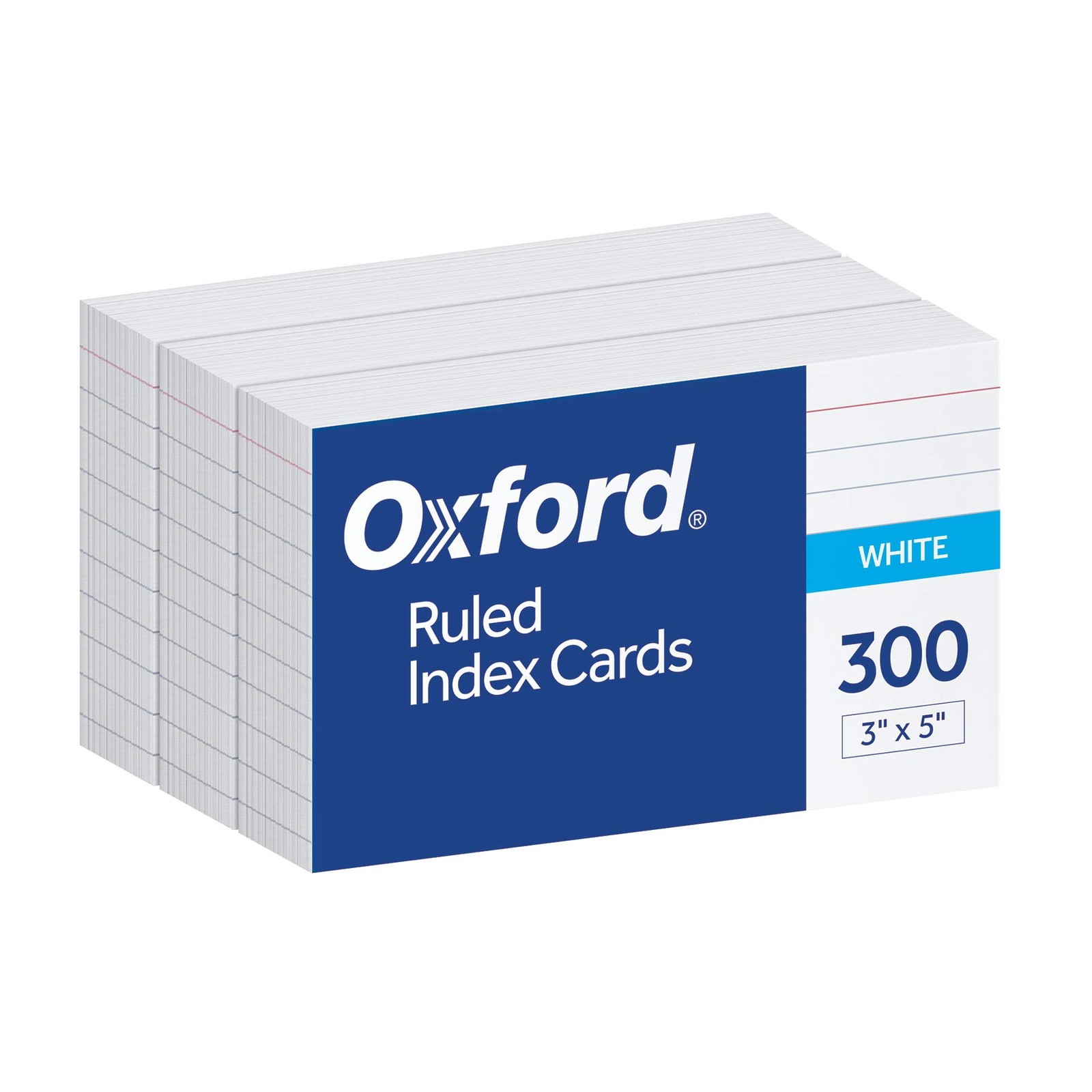 Ruled Index Cards, 3″ x 5″, White, Lined Index Flashcards, 300 per Pack (10022)