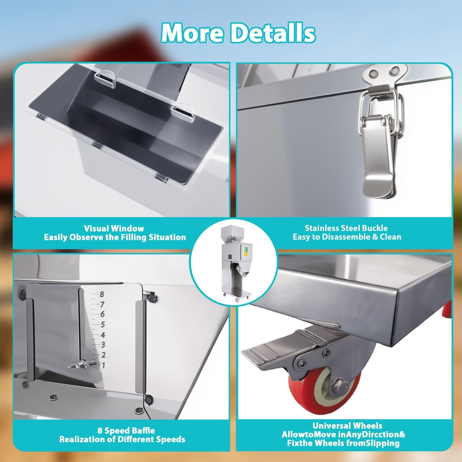 10 – 1000g Auto Packing&Filling Machine Particle Grain Powder Weigh Filler 110V
