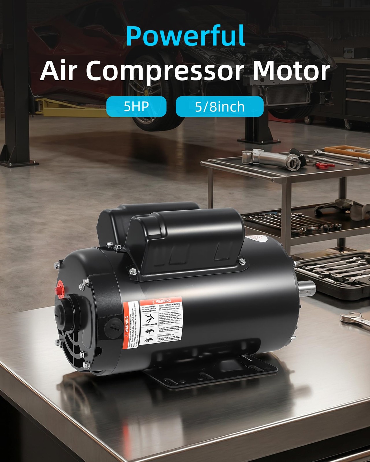 5HP SPL Air Compressor Electric Motor 230V 17.6Amps 56 Frame 3450RPM 5/8″ Keyed