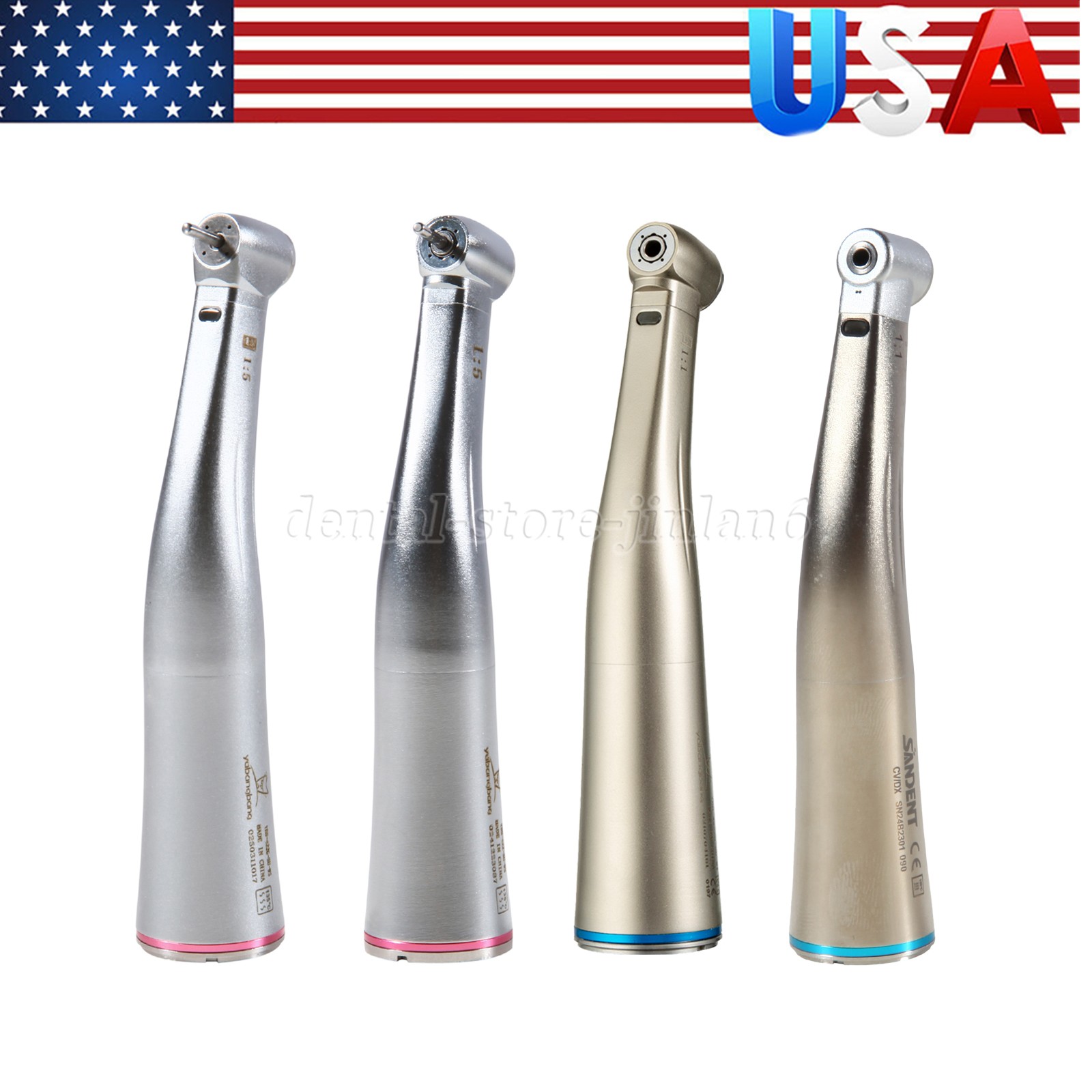 Dental 1:5 Increasing Contra Angle LED Optic Handpiece For NSK Electric Motor KV