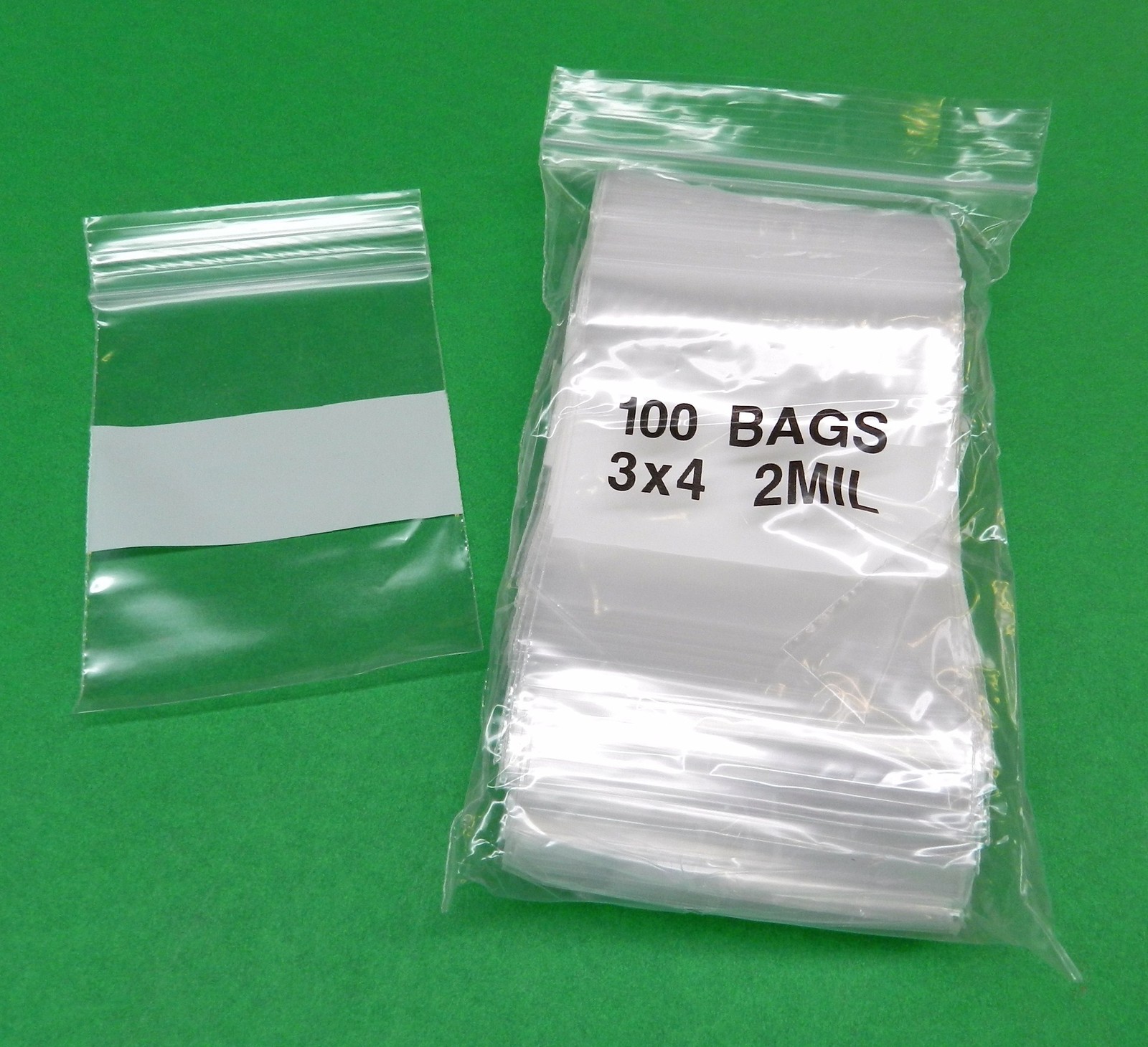 3×4 White Block Reclosable Bags 2mil Writeable 3x 4″ Poly Baggies 500 Pcs