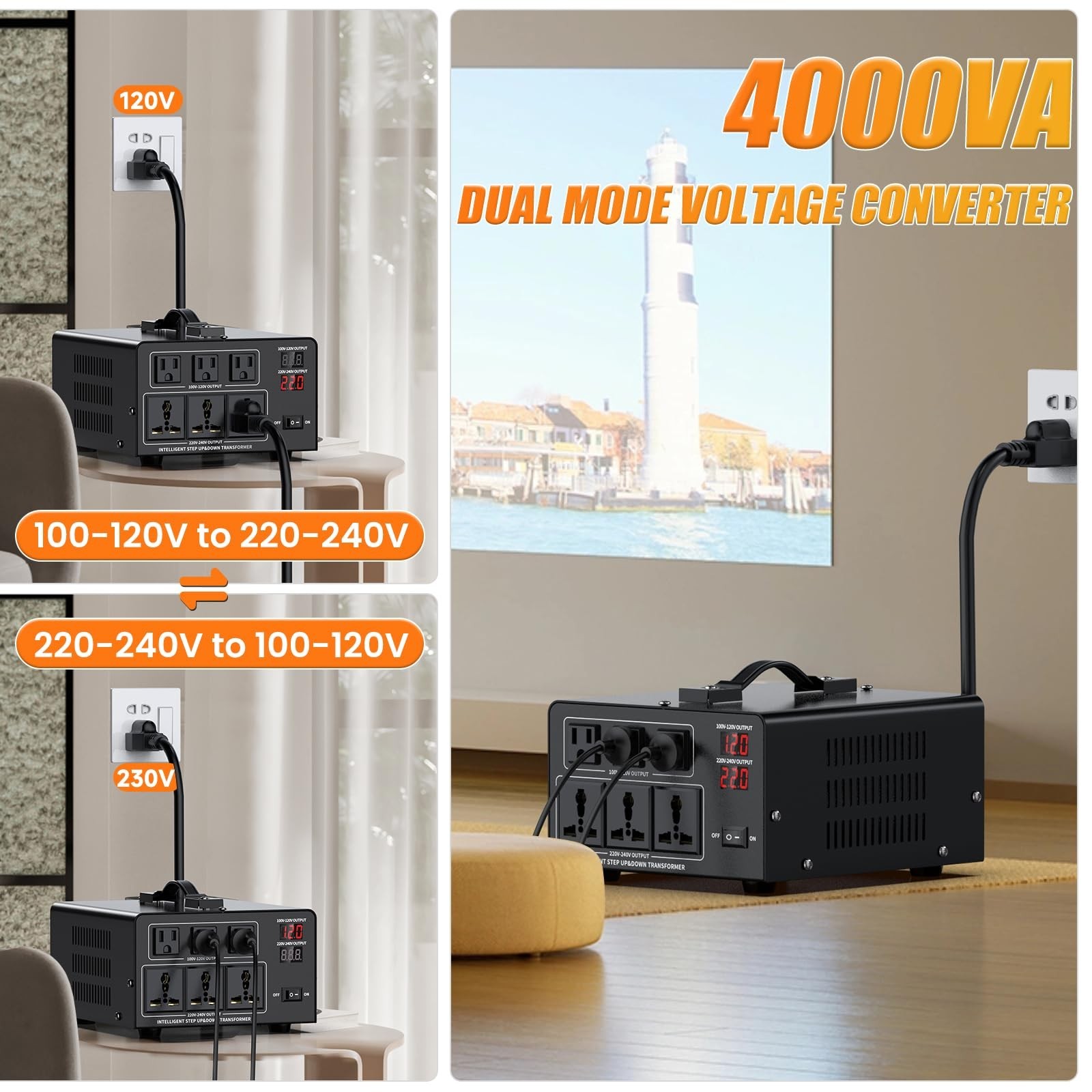 1500W Voltage Converter Transformer Step Up 110V/120V to220V/240V or Step Dow…