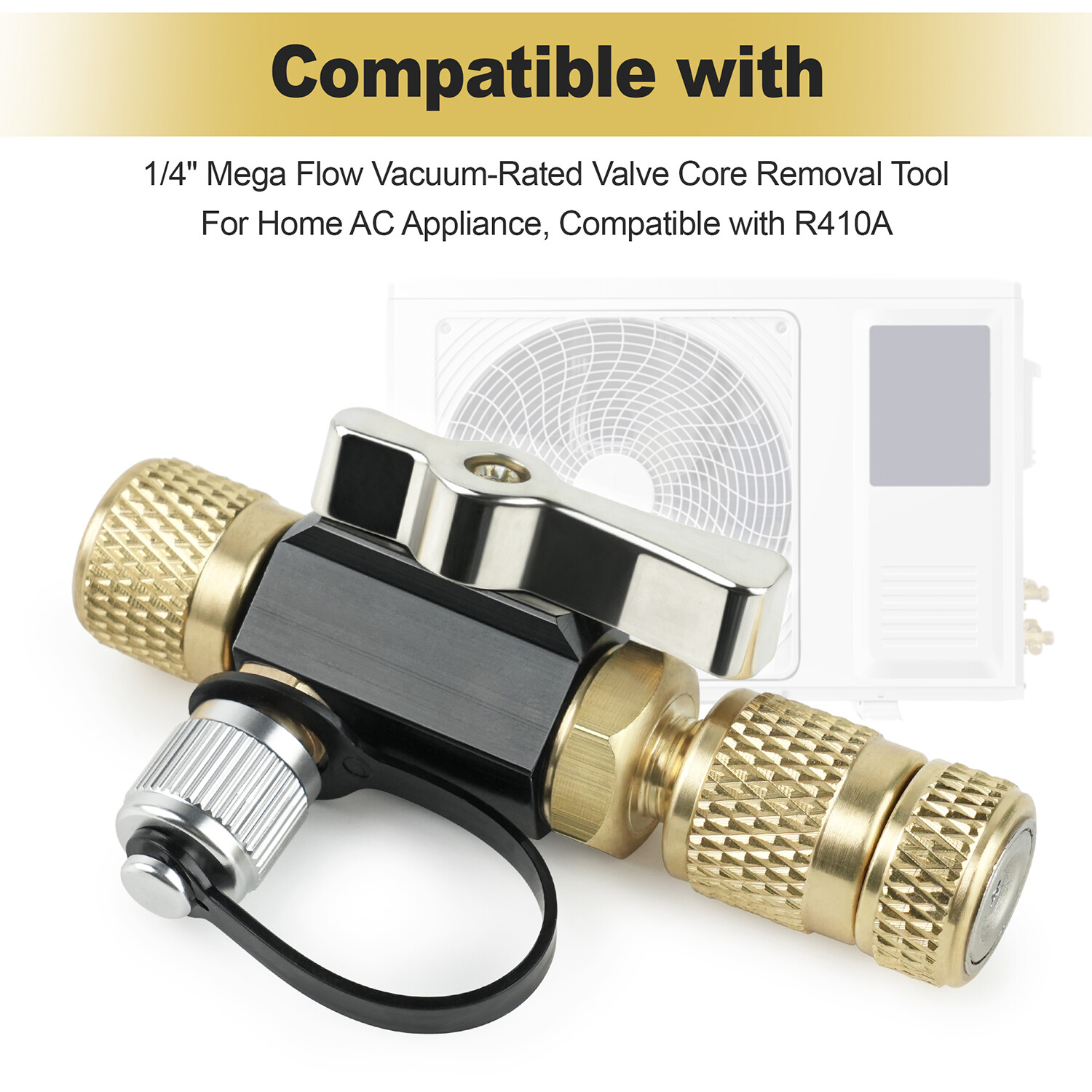 Mega Flow Vacuum Rated Valve Core Removal Tool for 1/4″ for R410A Split Systems
