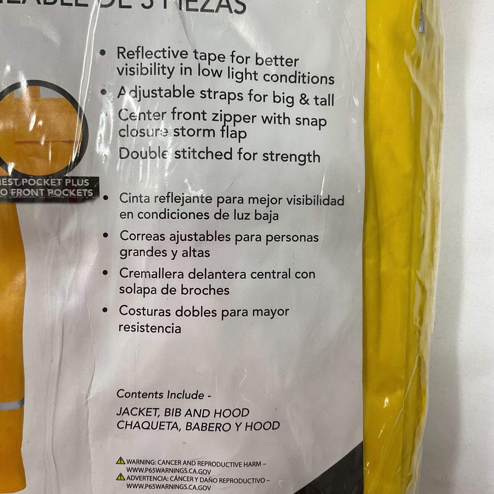 Westchester Protective Gear Rain Suit 3 Piece Unisex Adult Size M Yellow