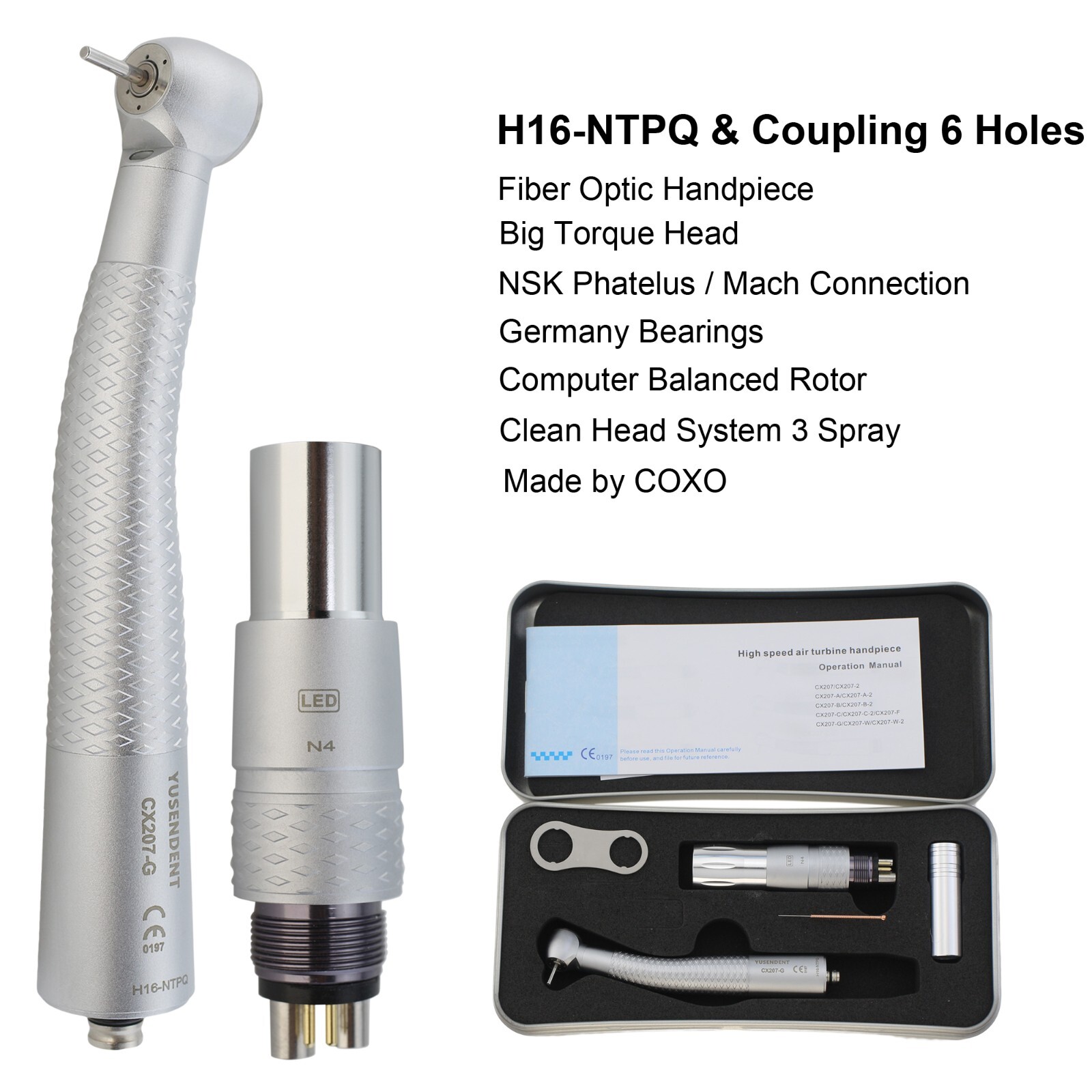 COXO Dental Fiber Optic High Speed Handpiece For KaVo MULTIflex NSK W/H Coupler