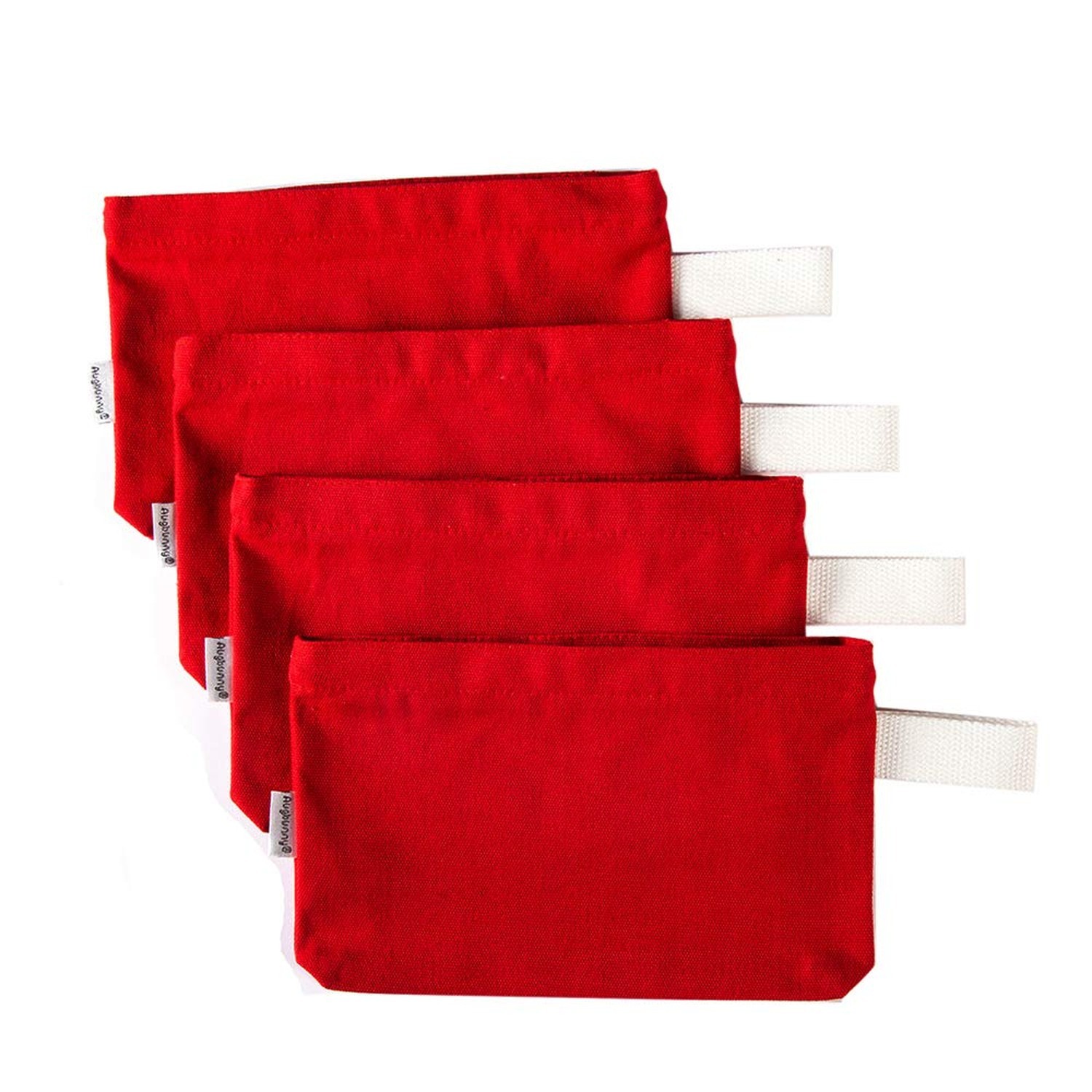 Multi-purpose Cotton Canvas Zipper makeup Bag Pouch 4-pack Red