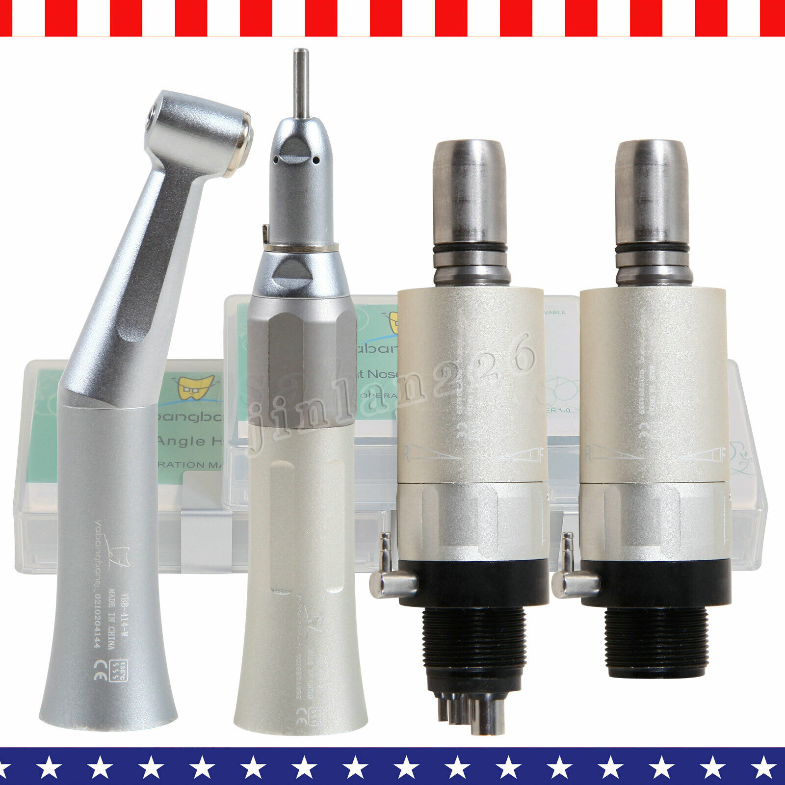 NSK Style Dental Slow Low Speed Handpiece Straight Contra Angle Air Motor 4Holes