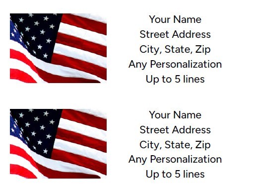 81 Personalized Return Address Labels Custom Mailing Stickers USA Waving Flag
