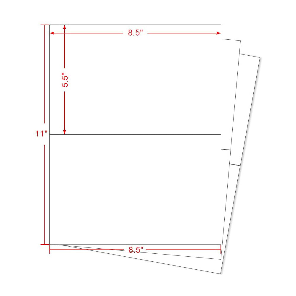 1000 Shipping Labels Half Sheets Blank 8.5″ x 5.5″ Self Adhesive 2 Per Sheet
