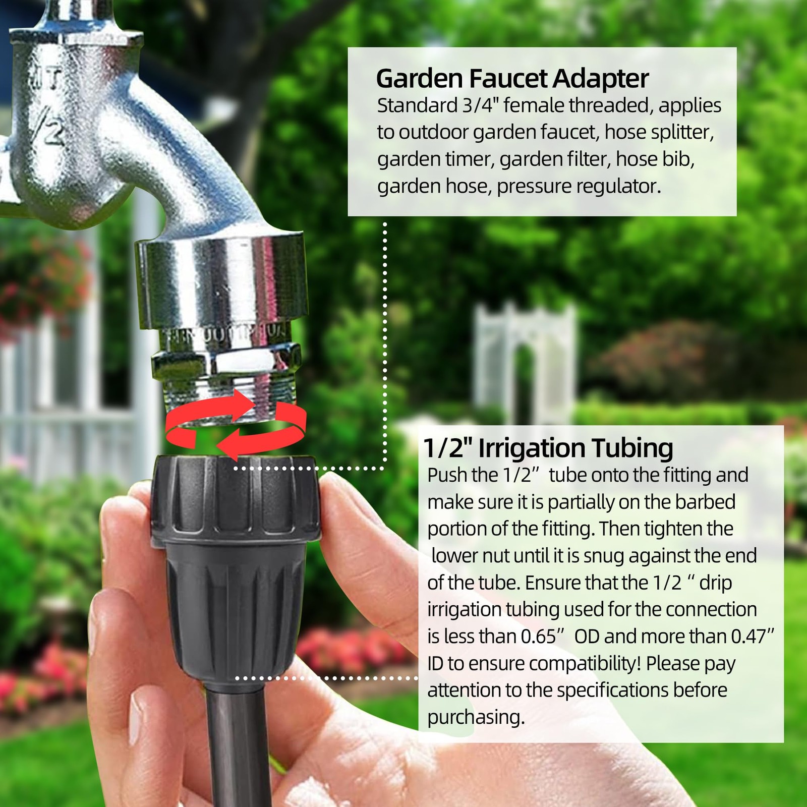 24 Pack 1/2 Inch Drip Irrigation Fittings Kits, 3/4″ to 1/2″ Adapter and Tee …