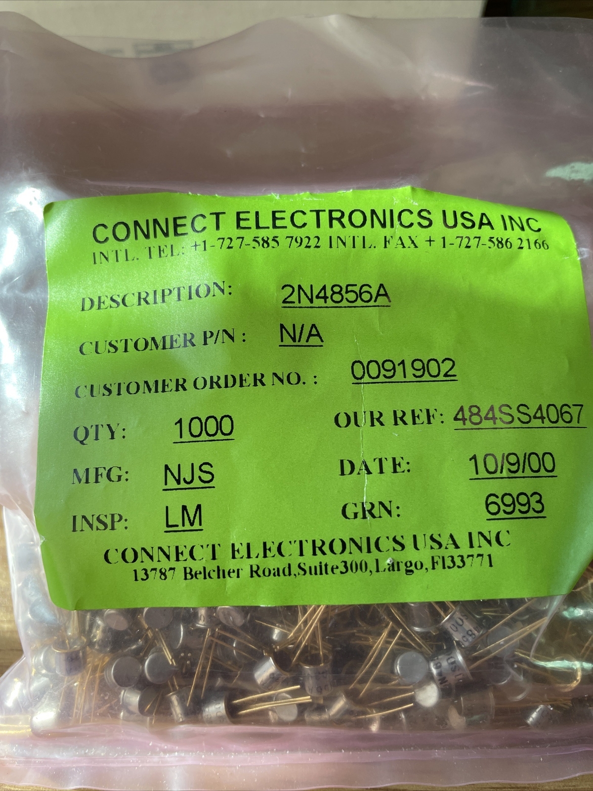 Lots of 2, 5, 10 of 2N4856 with gold leads,N Channel JFET in a TO-18 case
