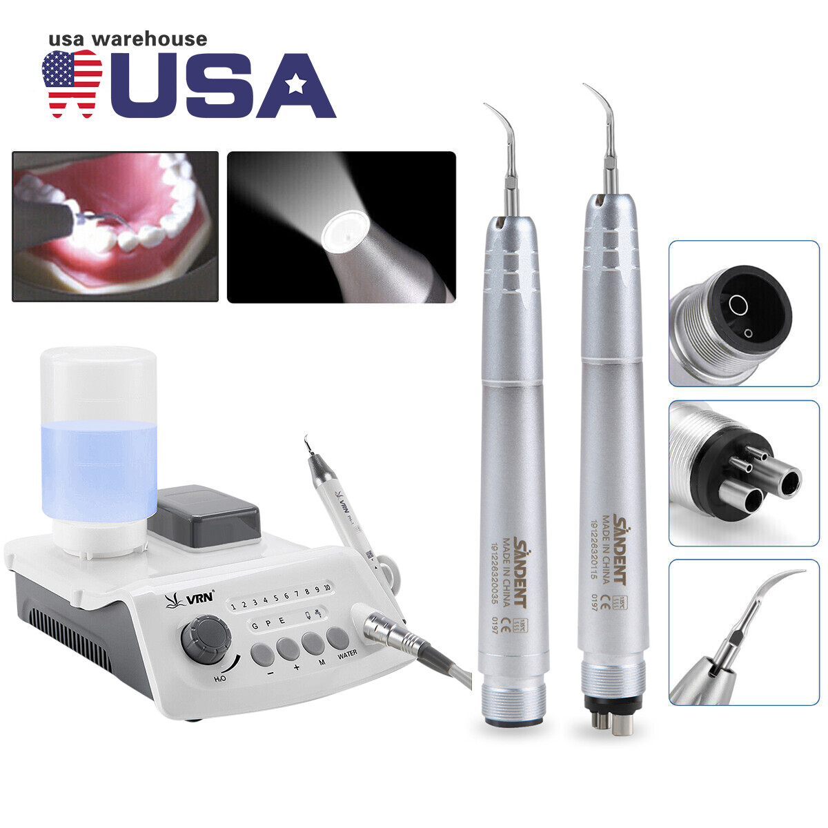 Dental LED Ultrasonic Piezo Scaler VRN-A8/Super Sonic Air Scaler Handpiece 2/4H