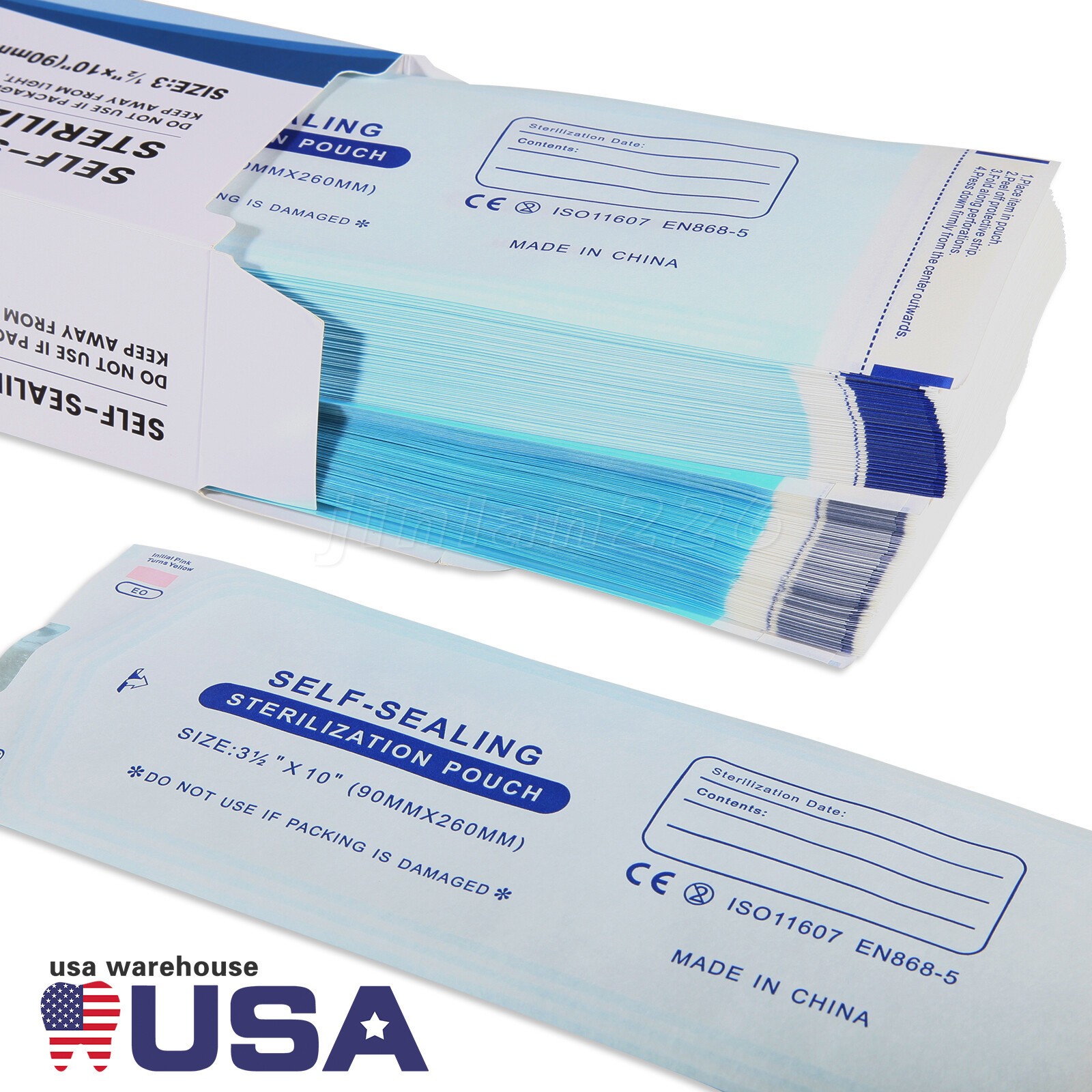 Self-Sealing Sterilization Pouches 3.5″ x 10″ 200 Pcs / Box pa