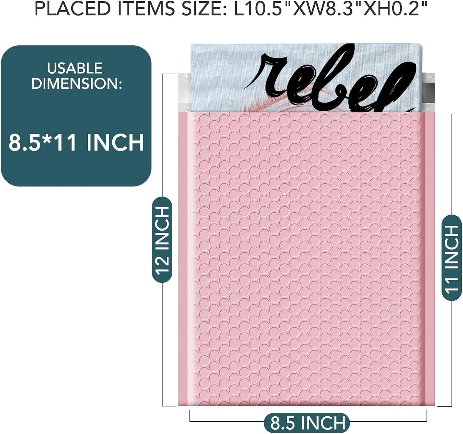 Jiaro Pack Poly Bubble Mailer Padded Envelope Mailing Bag 8.5×12 25Pc Light Pink