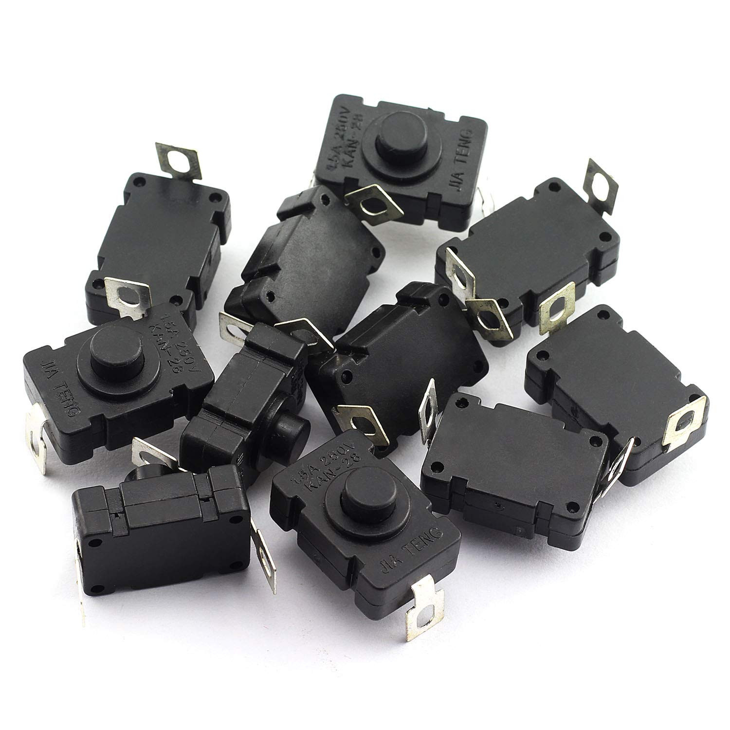 50/100/200x KAN-28 Flashlight Switch AC 250V 1.5A Self-Lock Push Button Switchs