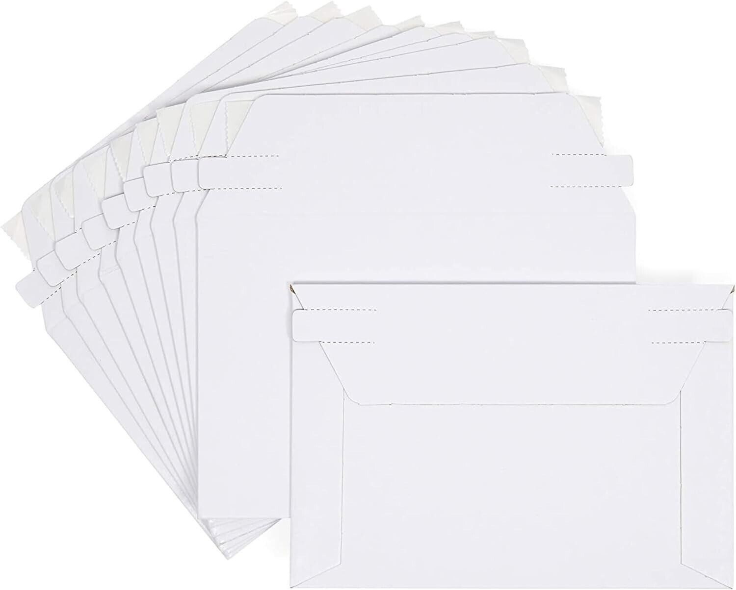 25-1000pcs 6.5 x 4.5 White RIGID PHOTO SHIPPING FLATS CARDBOARD ENVELOPE MAILERS