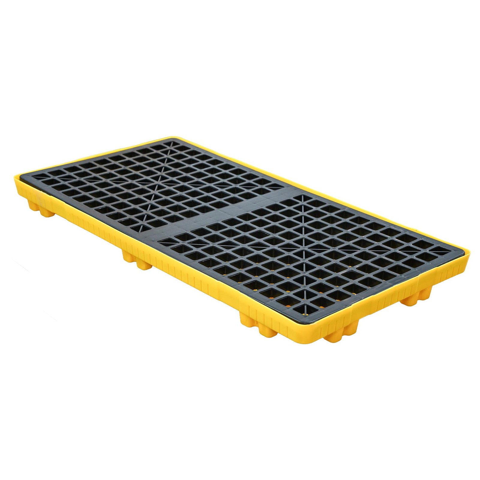 2 Drum Modular Spill Containment Pallet | 2000LBS Capacity | Leakproof Yellow