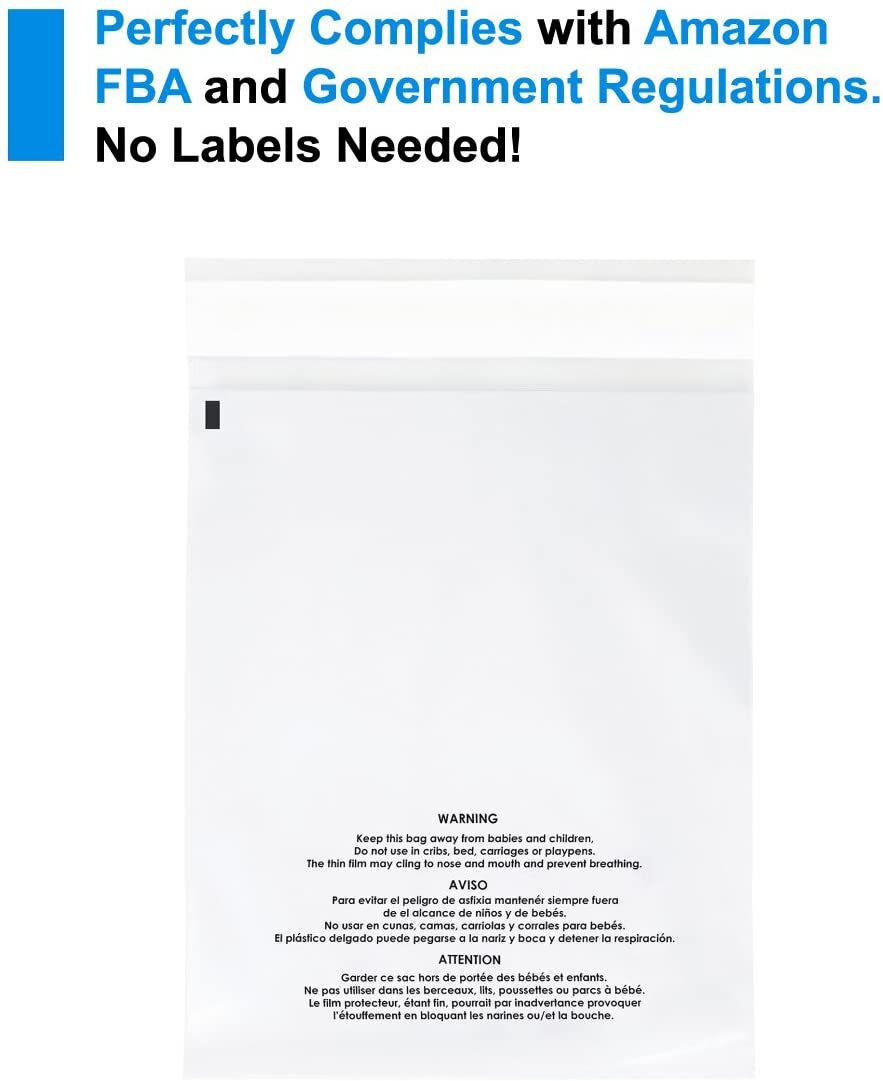100 14×20 1.5 Mil Permanent Seal Clear Suffocation Warning Poly OPP Cello Bags
