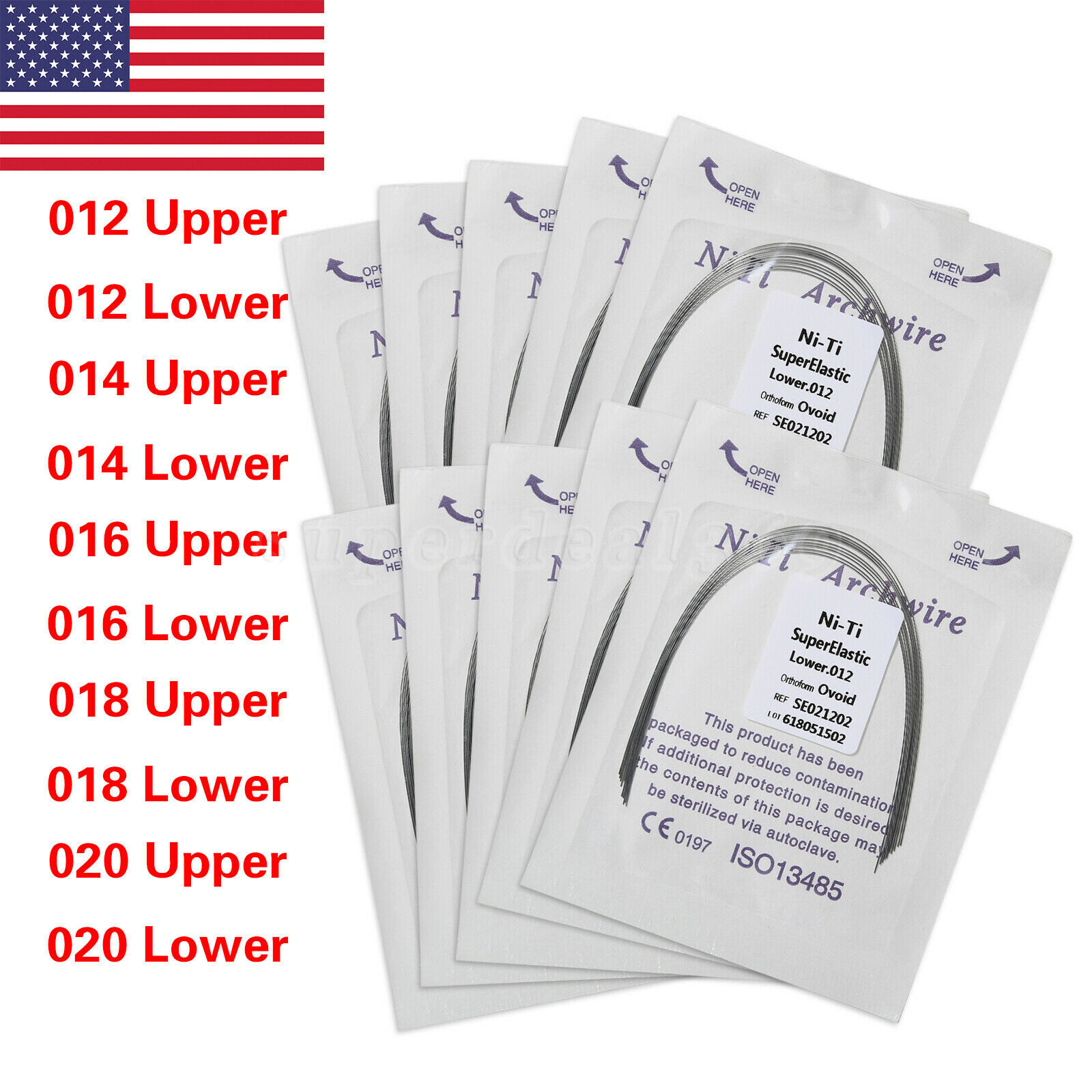 Dental Orthodontic Super Elastic Niti Round Arch Wires Ovoid Form 012-020 po