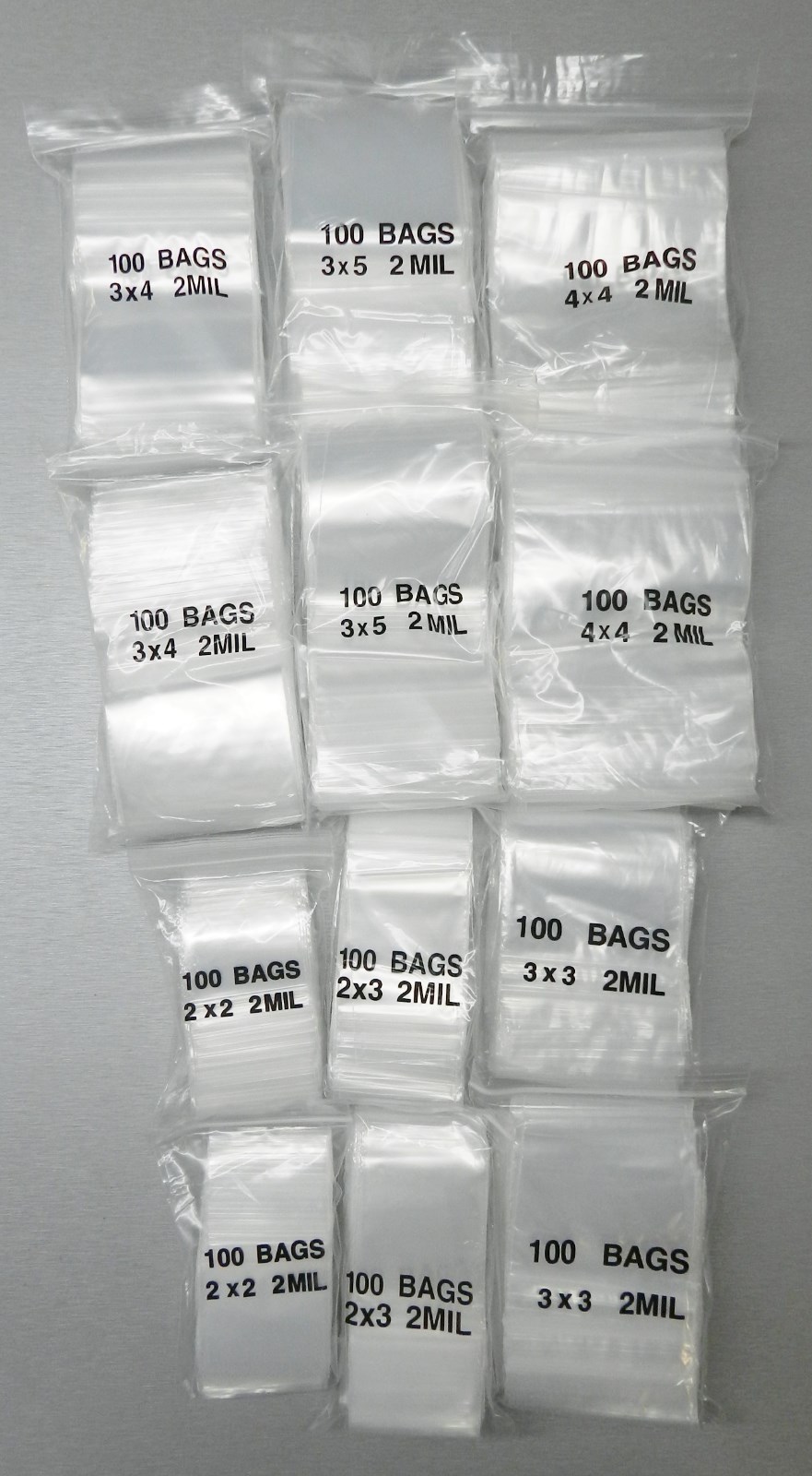 1,200pc Reclosable 2MIL Clear Bags 6 Sizes Assortment Set 200 of Each Baggies