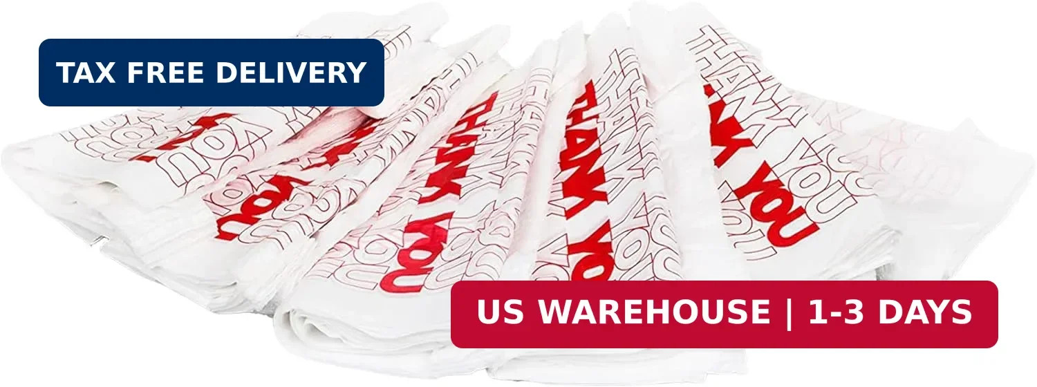 TashiBox 100 Ct plastic bags/Shopping Bags/Thank You Bags/Reusable and Disposabl