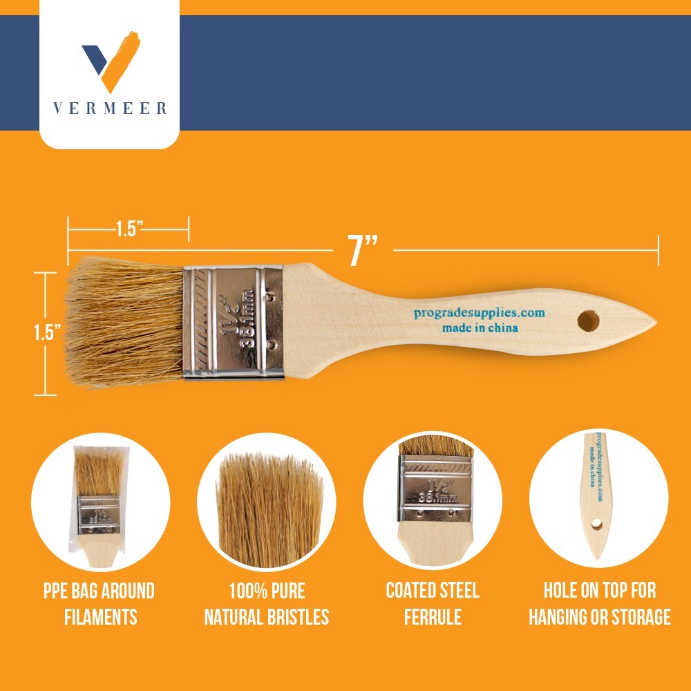 36Pk – 1.5″ Chip Brushes for Paints, Stains, Varnishes, Glues & Gesso