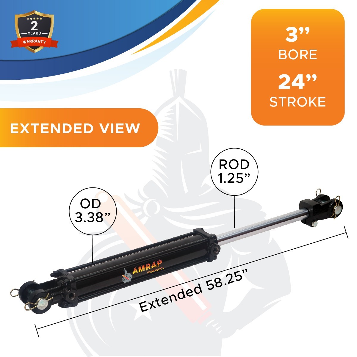 3×24 Hydraulic Cylinder – 3 Bore 24 Stroke Double Acting Tie Rod Cylinder