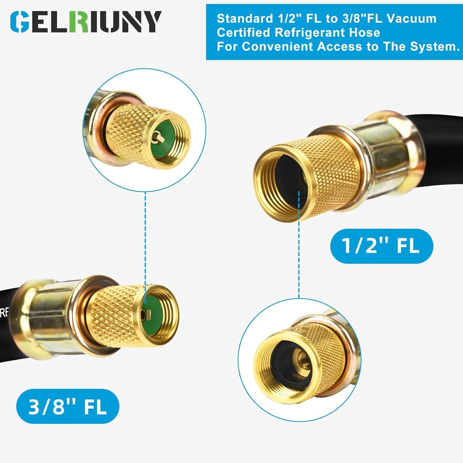 2026 Upgrade 1/2″ HVAC Vacuum Hose, High-Flow 1/2″ to 3/8″, Black
