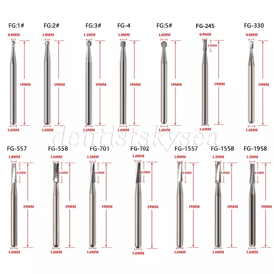 10-100 Pcs Dental FG Tungsten Steel Carbide Burs Drill High-Speed Handpiece