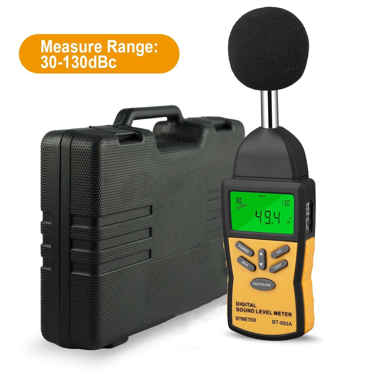 Digital Sound Level Meter 30-130DB Noise Volume Decibel Tester A/C Fast/Slow US