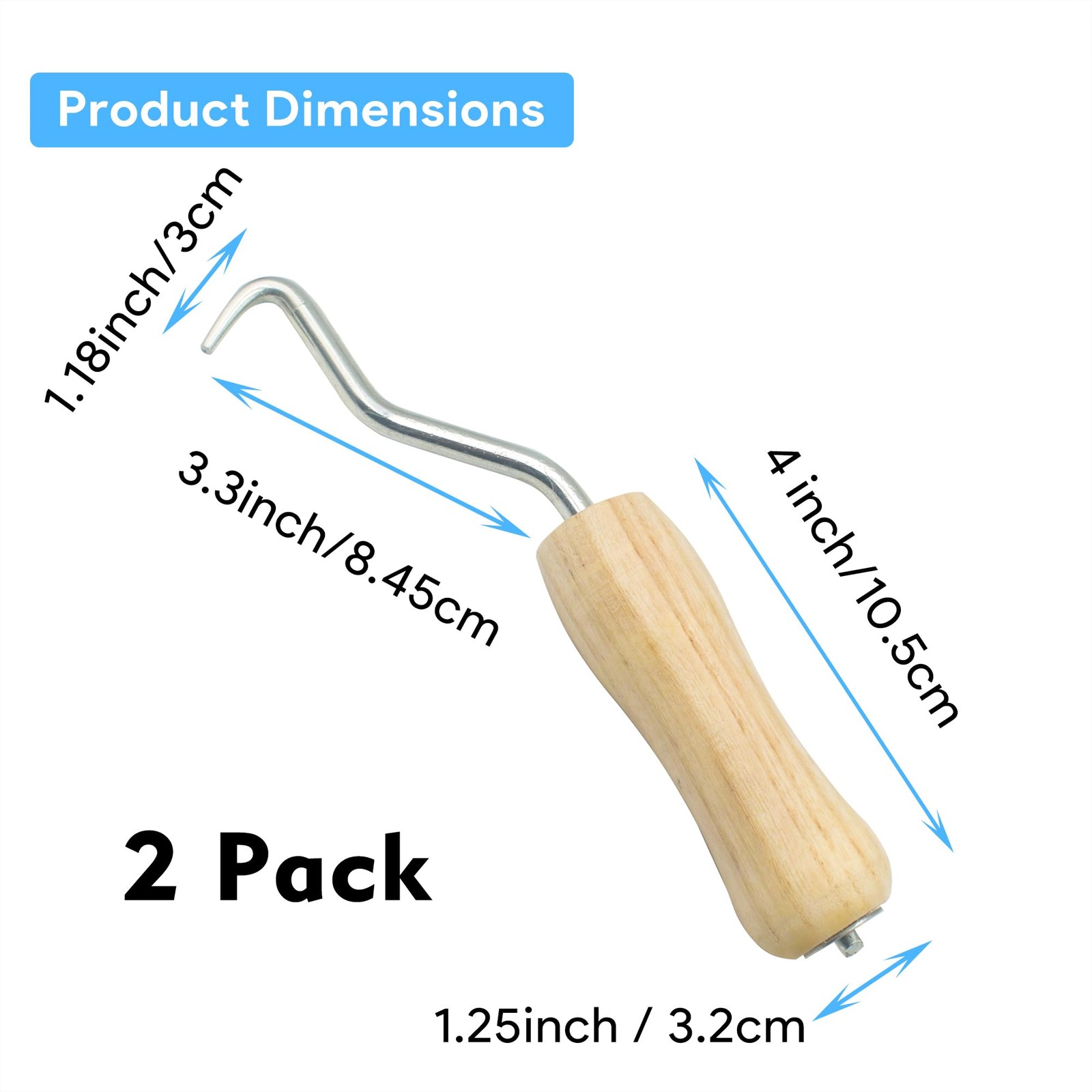 2 Pack Rebar Wire Twister with Wooden Handle, Manual Pull Tie Twister Tool fo…